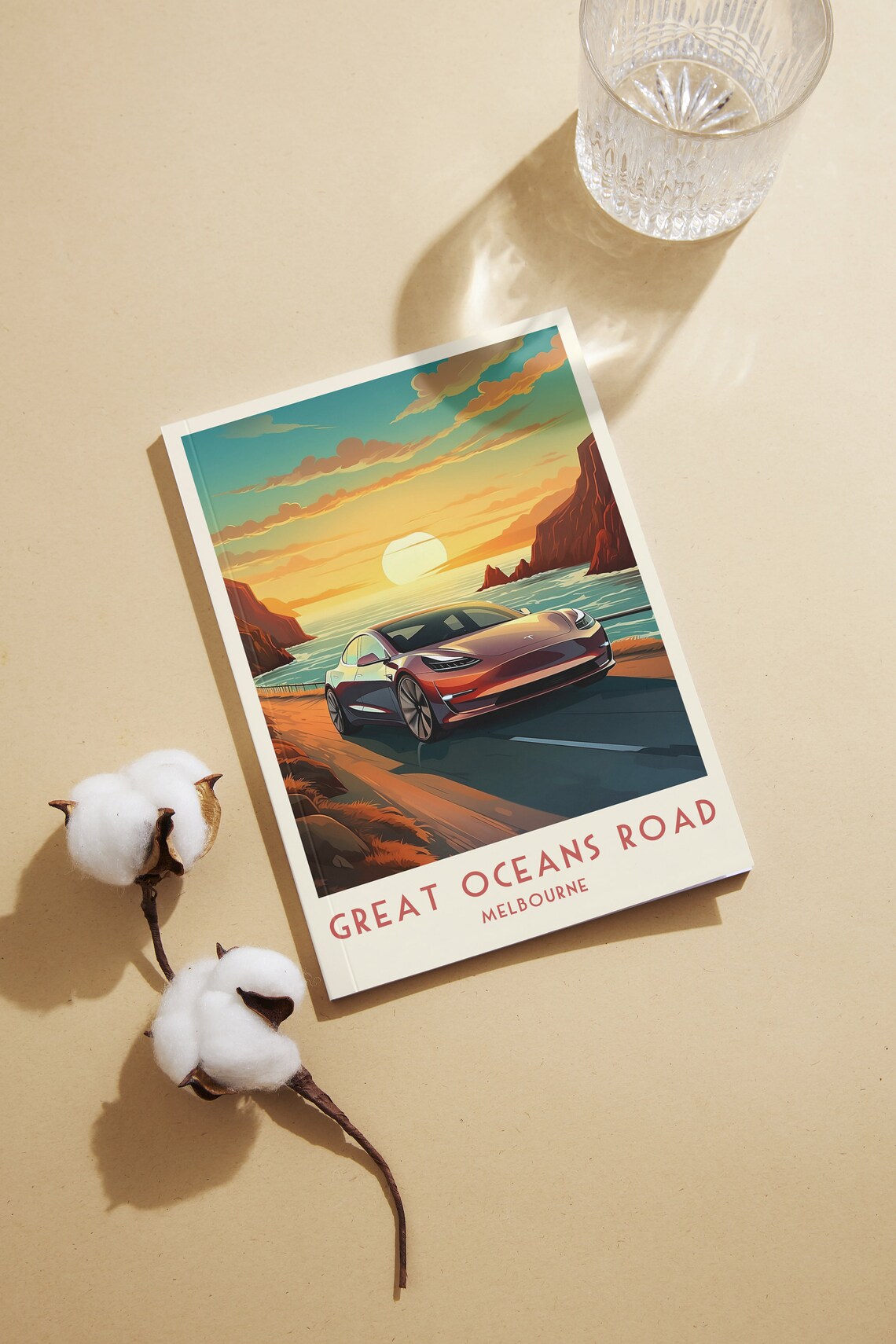Great Ocean Road Sunset Coastal Drive Electric Car Travel Poster - Image 2