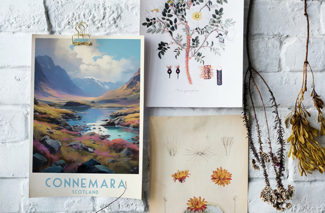Connemara Scotland Highland Mountain Valley River Landscape Poster - Image 4