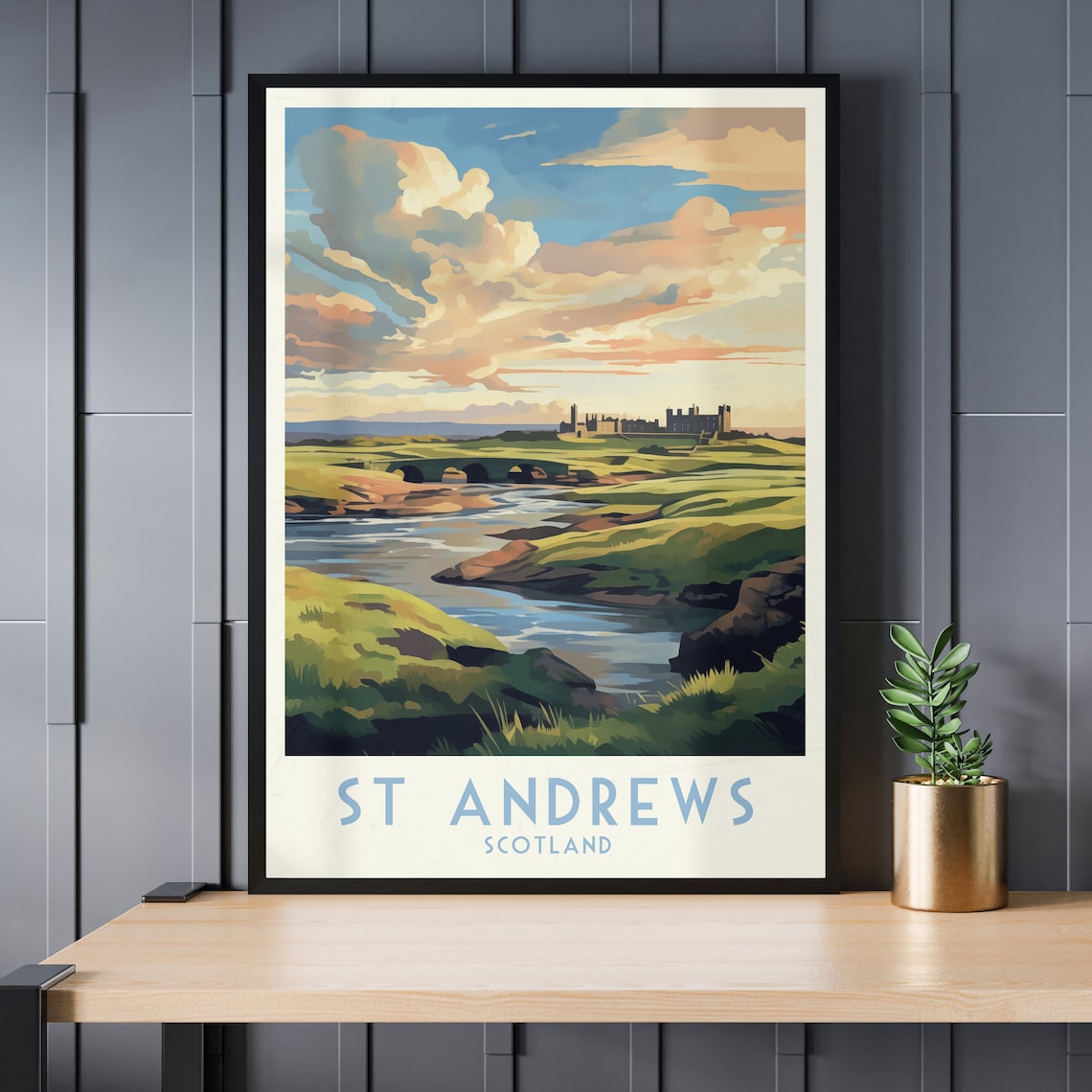 St Andrews Scotland Golf Links Swilcan Bridge Sunset Travel Poster - Image 4