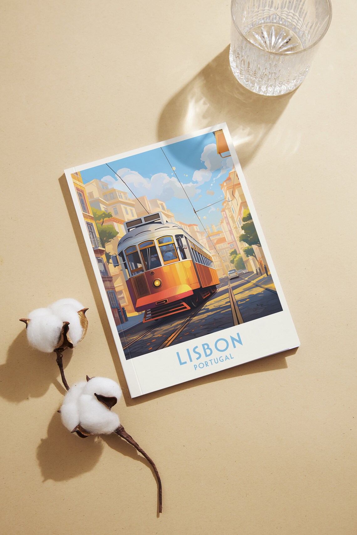 Lisbon Portugal Vintage Yellow Tram Cobblestone Street Travel Poster - Image 2