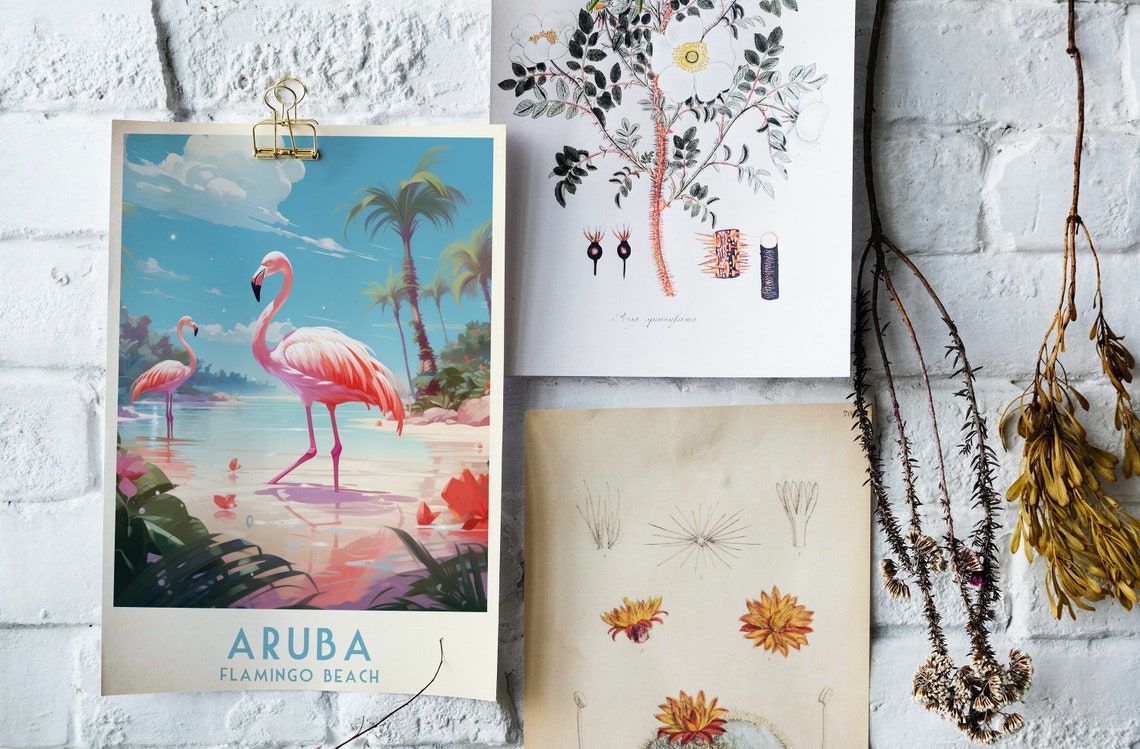 Aruba Flamingo Beach Pink Flamingos Tropical Paradise Poster - Image 4