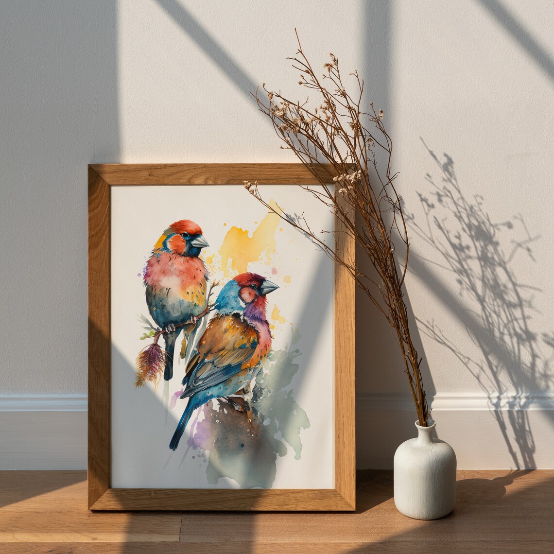 Finches Wall Decor Cute Finches Wall Art Airbnb Wall Decor Nursery Wall Art Childrens Room Gift Watercolor Animal Art Cute Watercolor Bird - Image 2