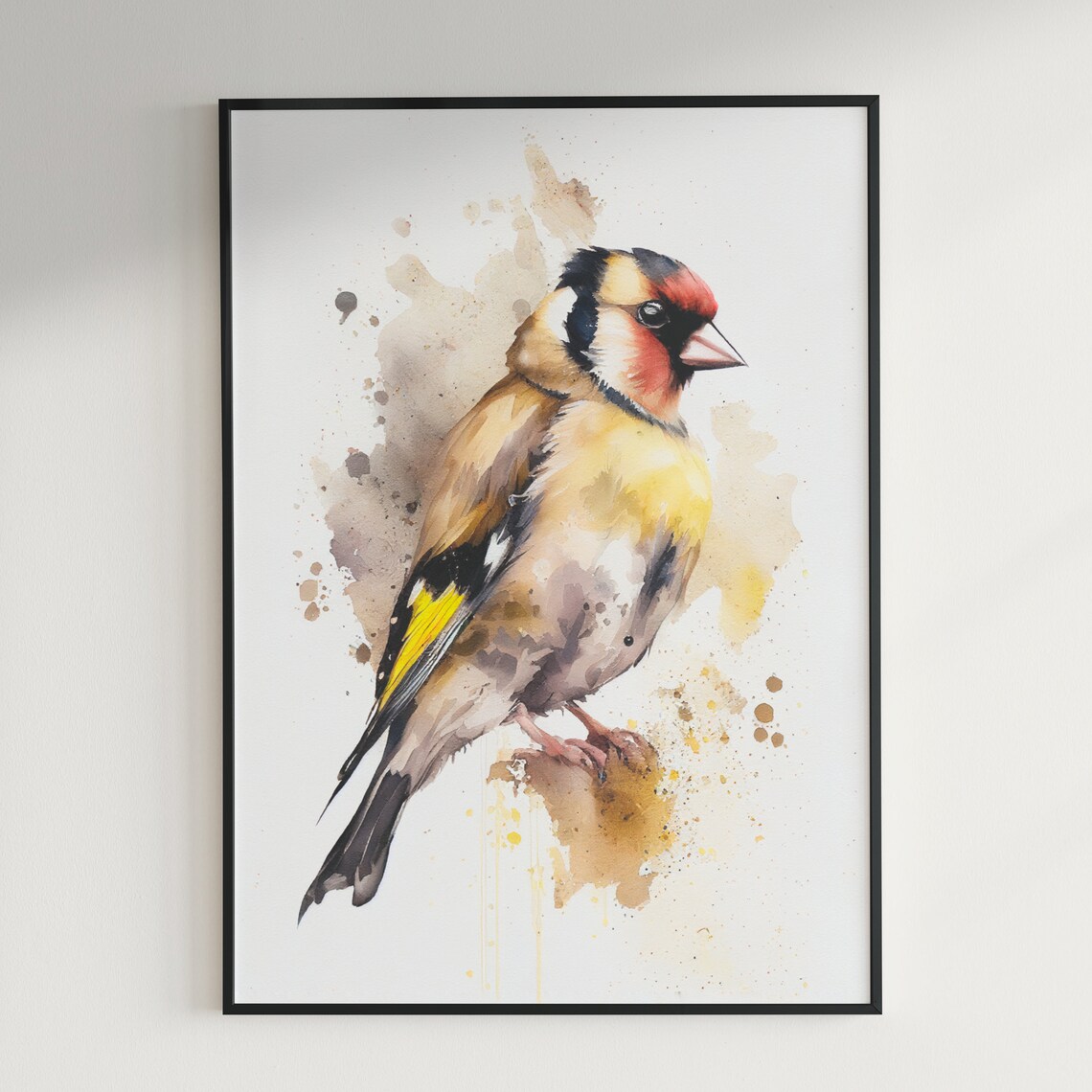 European Goldfinch Watercolor Bird Painting Splash Art Poster - Image 3