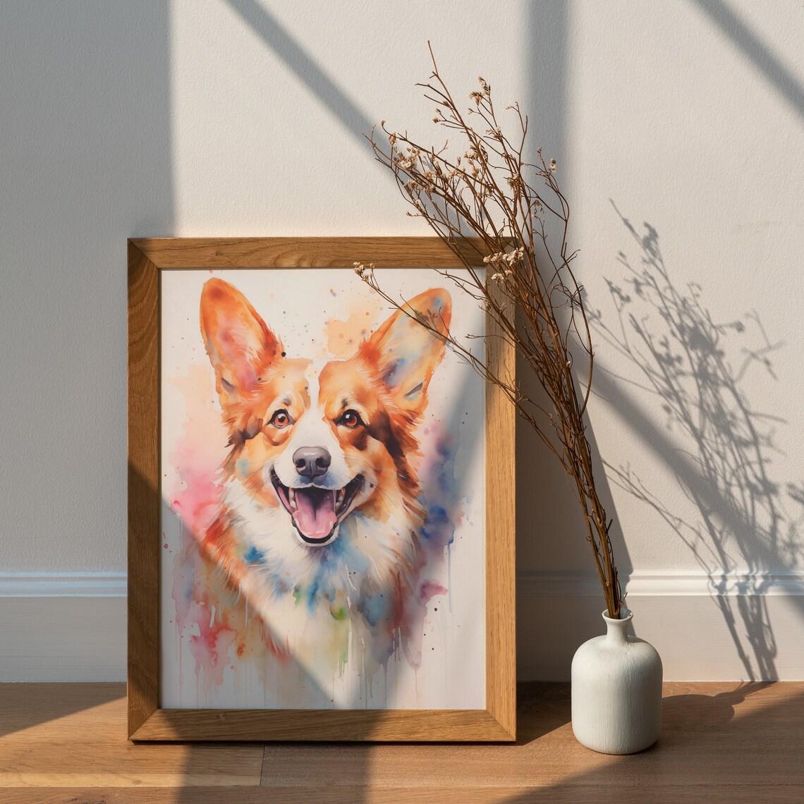 Welsh Corgi Dog Watercolor Portrait Painting Splash Art Poster - Image 2
