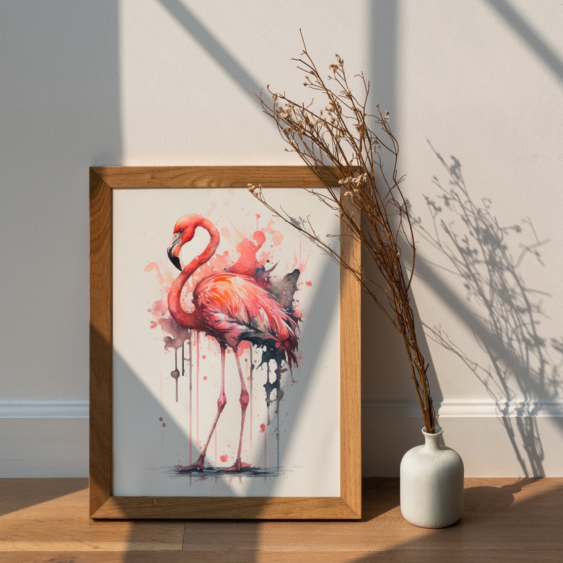 Flamingo Watercolor Wall Art Airbnb Wall Decor Flamingo Art Watercolor Flamingo Nursery Wall Decor Animal Art Airbnb Living Room Art - Image 3