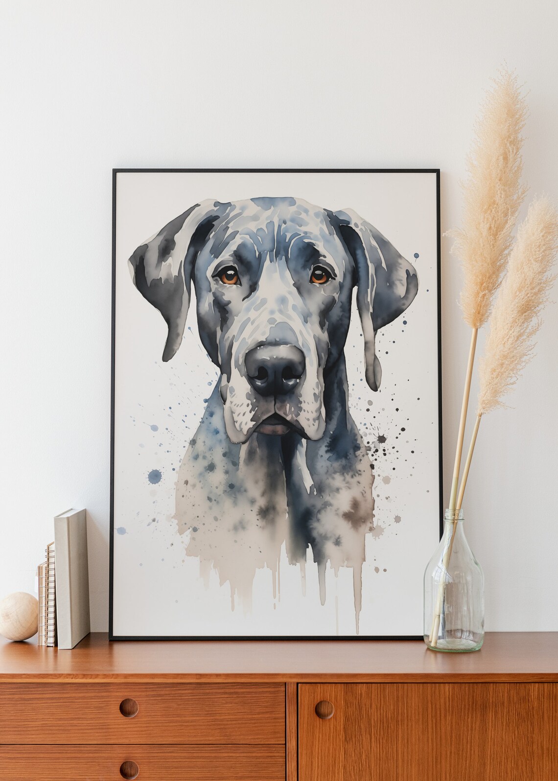 Great Dane Watercolor Dog Portrait Gentle Giant Pet Lover Wall Art - Image 3