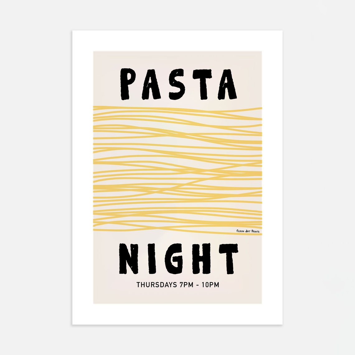 Pasta Night Thursdays Minimalist Spaghetti Line Art Kitchen Poster - Image 4