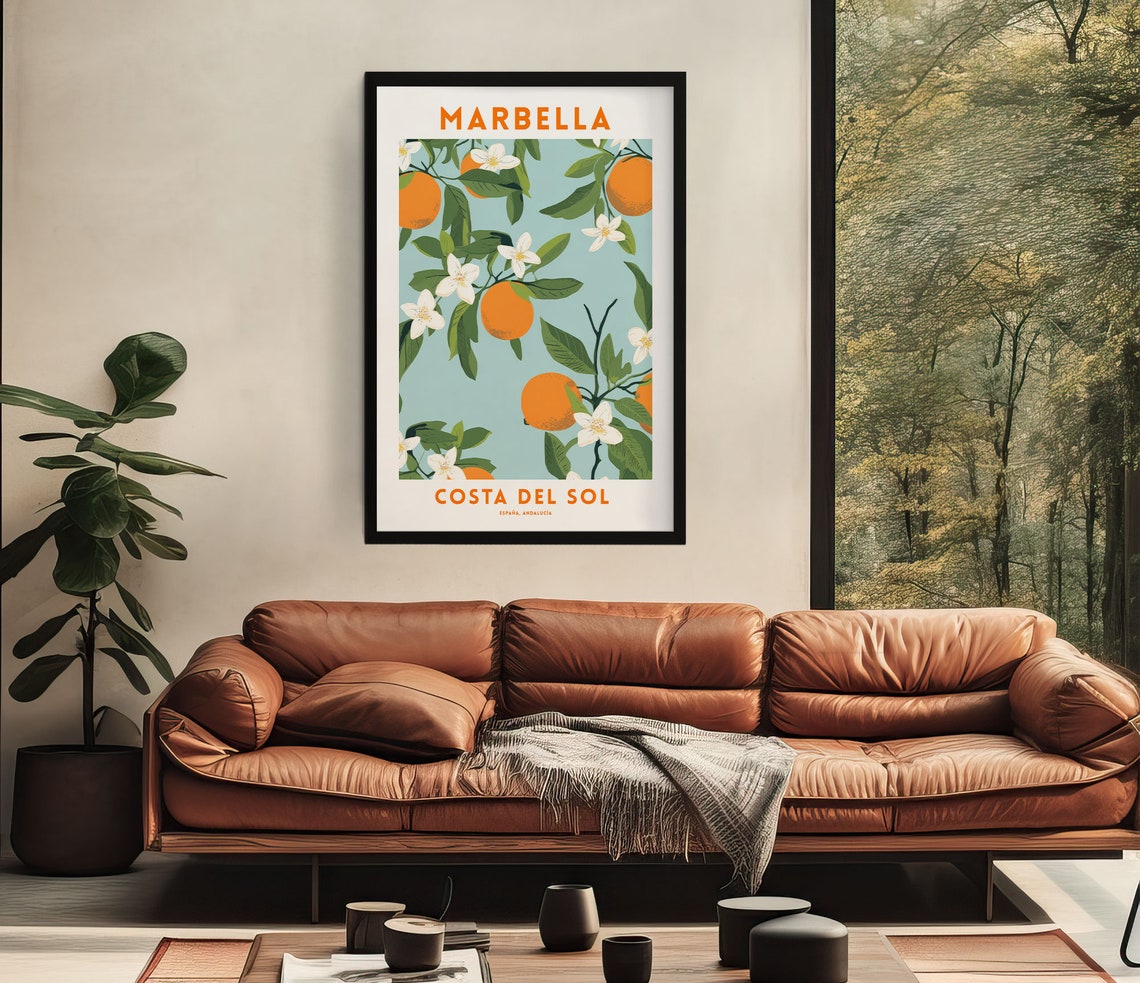 Marbella Costa del Sol Orange Blossom Branch Spain Travel Poster - Image 4