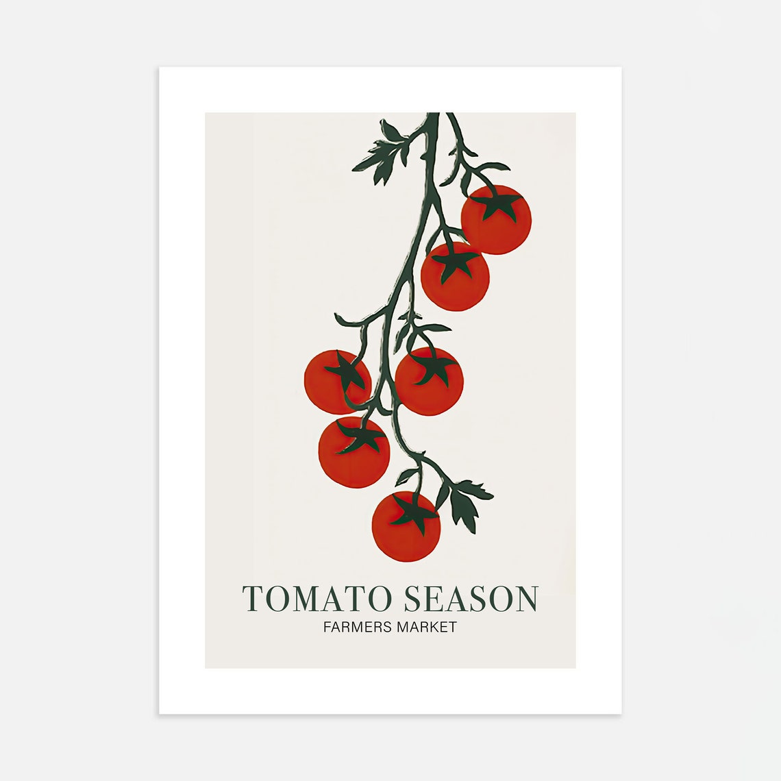 Tomato Season Farmers Market Red Tomato Vine Botanical Poster - Image 4