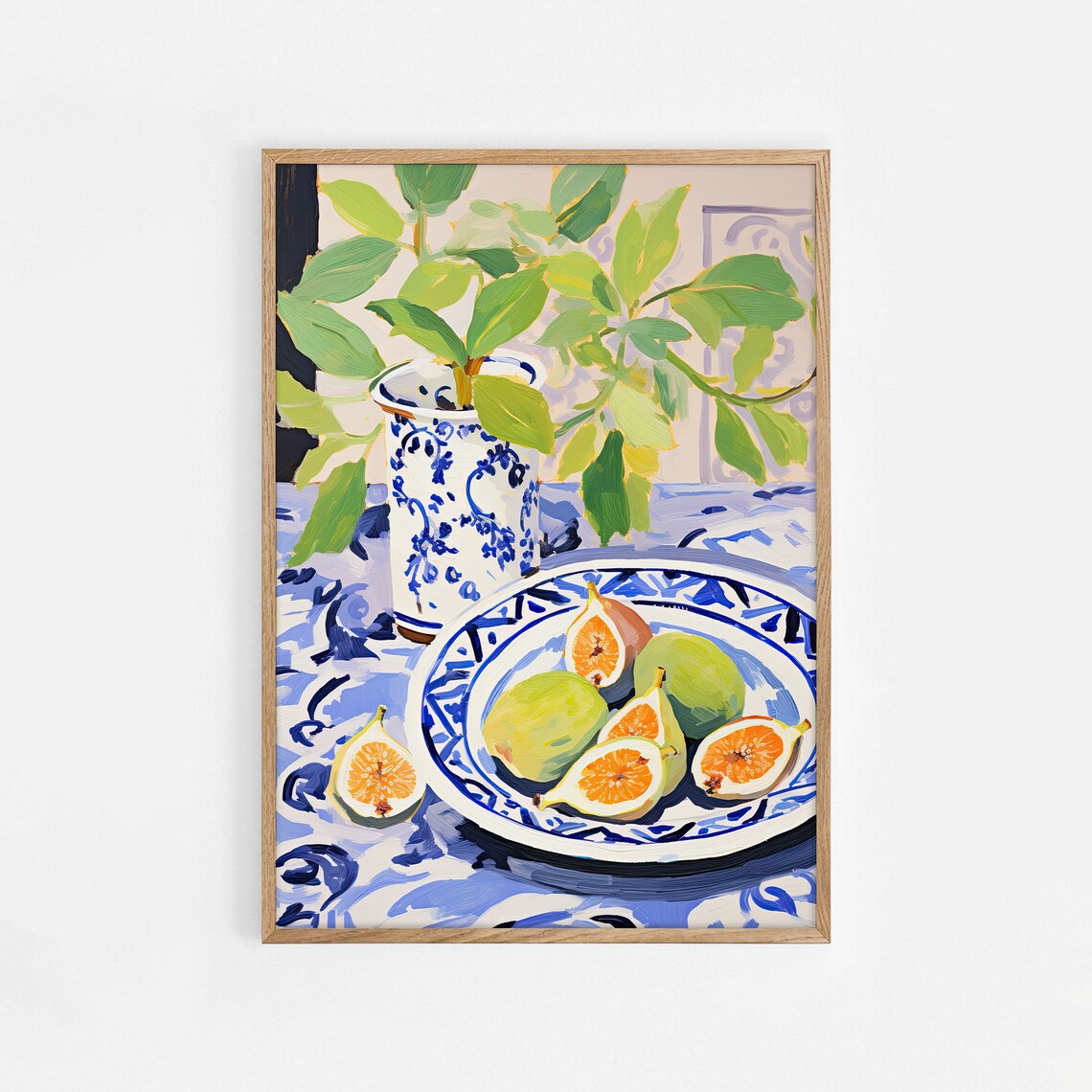 Abstract Fig Print Neutral Kitchen Art Food Poster Fruit Illustration Market Wall