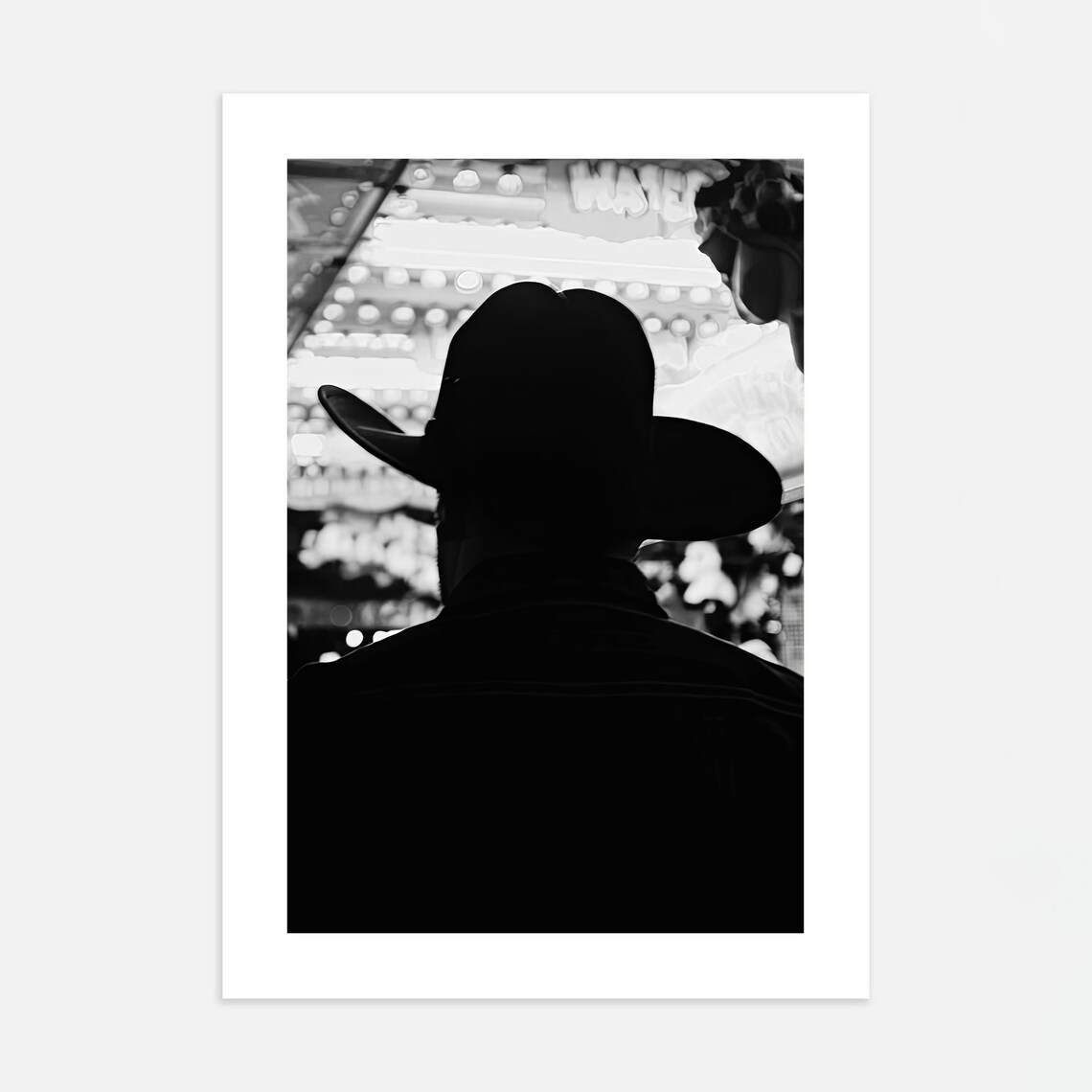 King Of The Rodeo Cowboy Silhouette Art Print Vintage Black White Western Photography Western Cowboy Print Mid Century Decor - Image 2