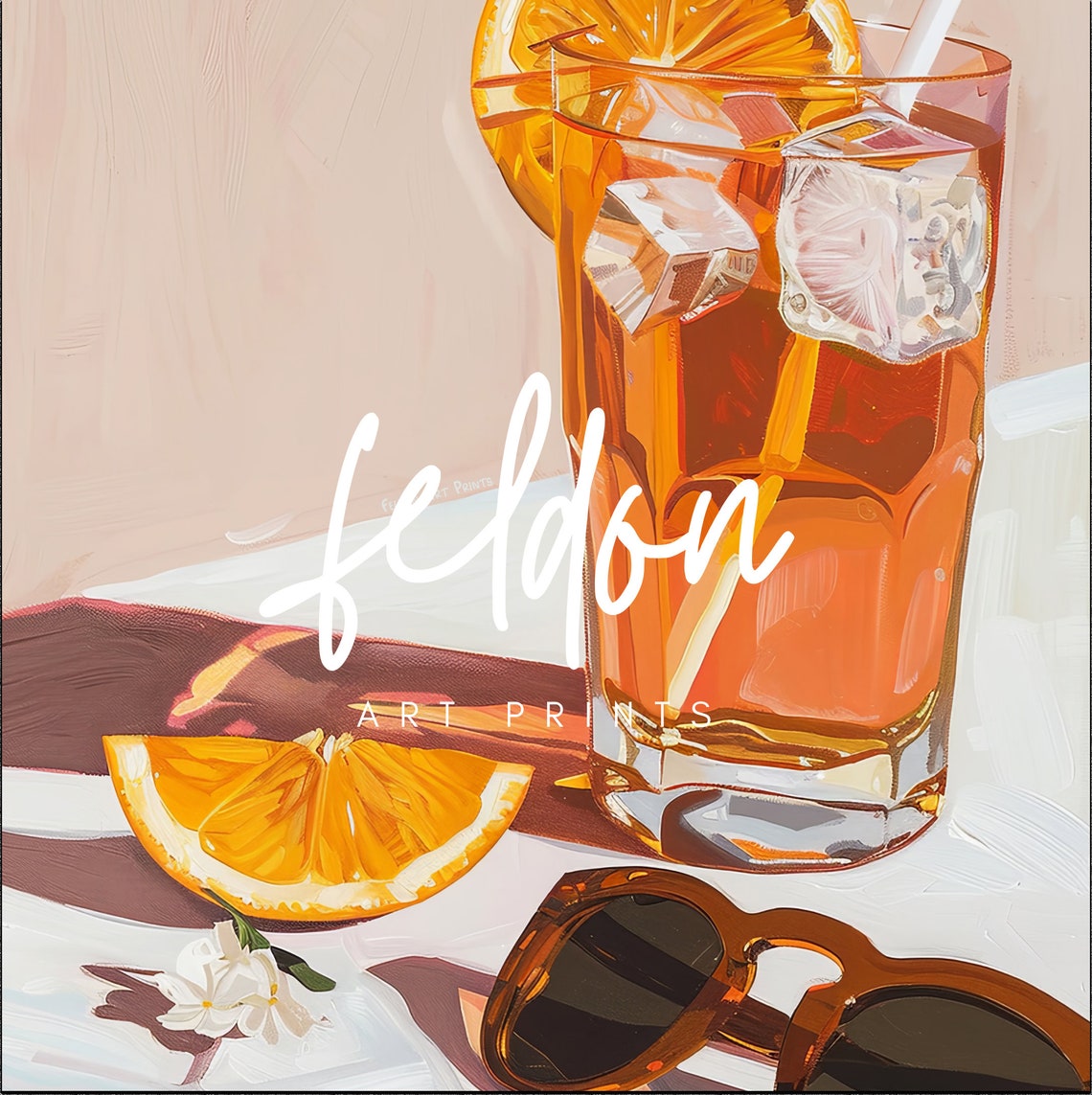 Orange Spritz Cocktail Sunglasses Summer Drink Still Life Poster - Image 2