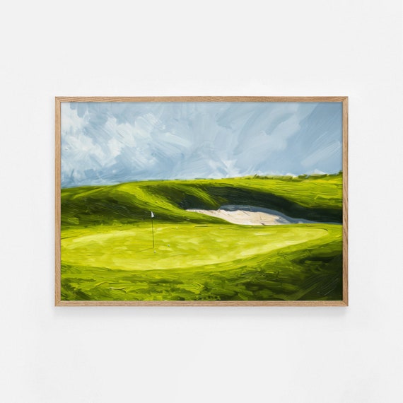 Golf Painting Landscape Art Print Golf Fan Gifts Golf Poster Print Minimalist Golf Travel Poster Boys Room Decor
