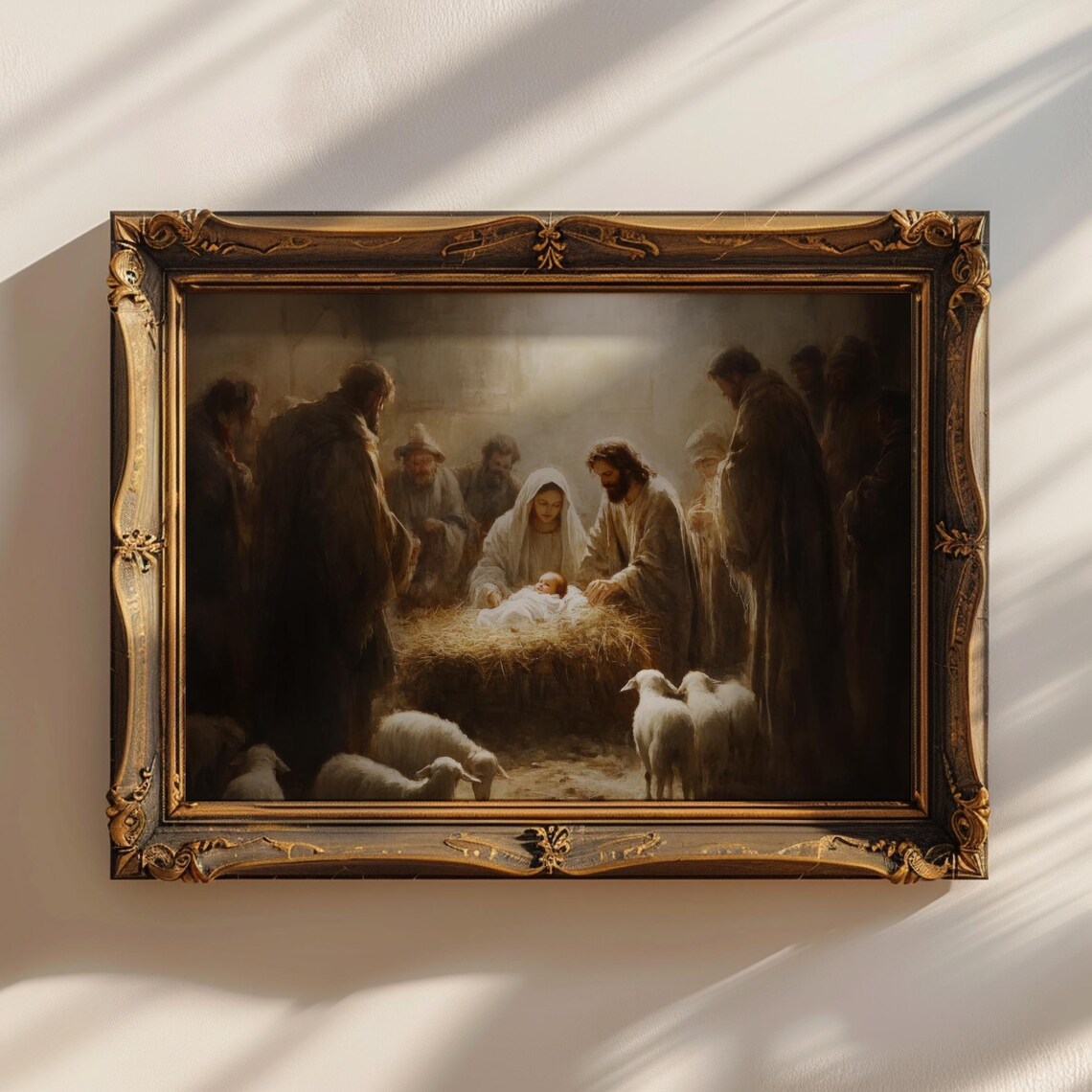 Vintage Nativity Jesus Art Print, Christian Wall Art