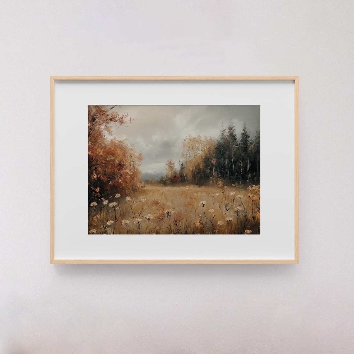 Golden Wildflower Autumn Meadow Vintage Landscape Painting Poster - Image 3