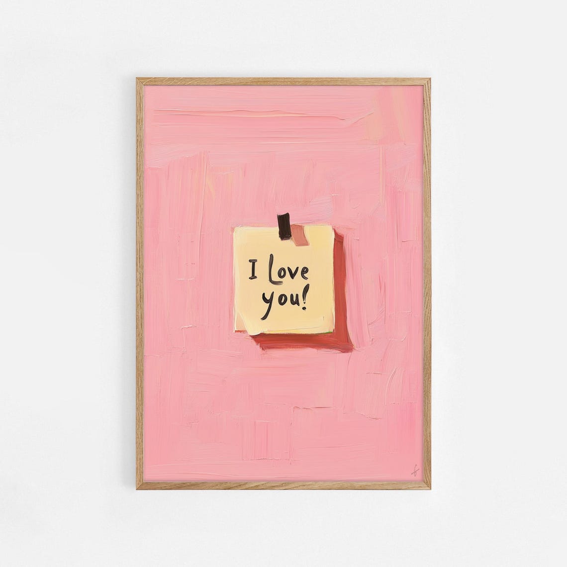 I Love You Postit Print Retro Wall Art Note Coquette Trendy Handwritten Pink 927
