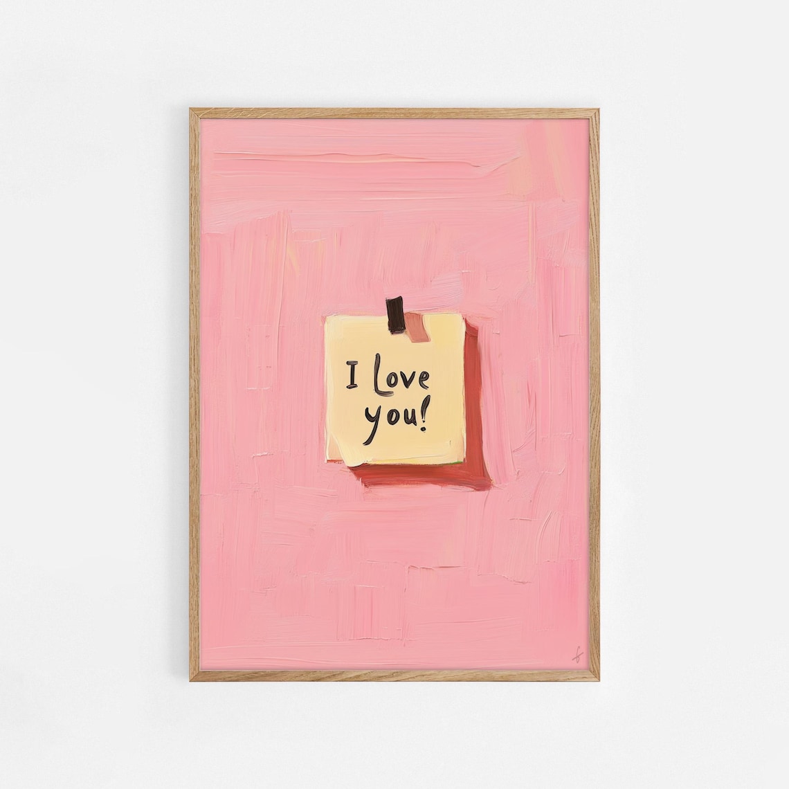 I Love You Sticky Note Pink Poster Romantic Coquette Love Wall Decor Art