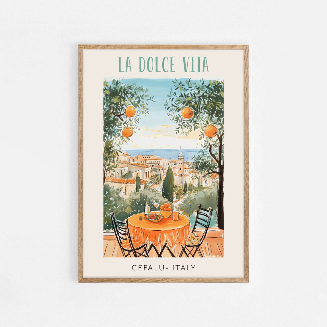 La Dolce Vita Amalfi Coast Italy Art Colorful Art Painting Italian Positano Italy Travel Wall Art Retro Spritz Art