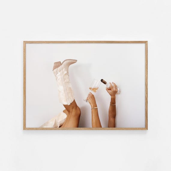 Cowgirl Boots Ros Art Print Country Western Modern Neutral Fashion Photography Girly Home Decor 1092