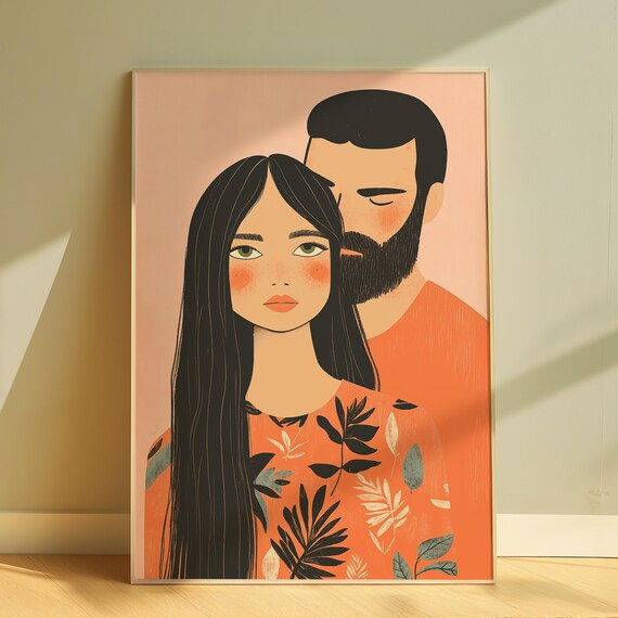 Minimalist Couple - Contemporary Travel Poster