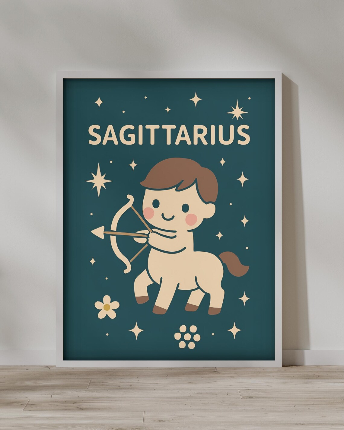 Sagittarius Zodiac Sign Cute Archer Centaur Bow Cartoon Poster