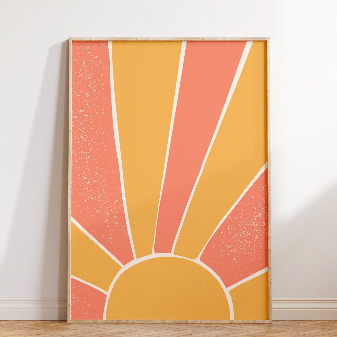 Retro Sunrise Sunburst Warm Orange Abstract Minimal Art Poster