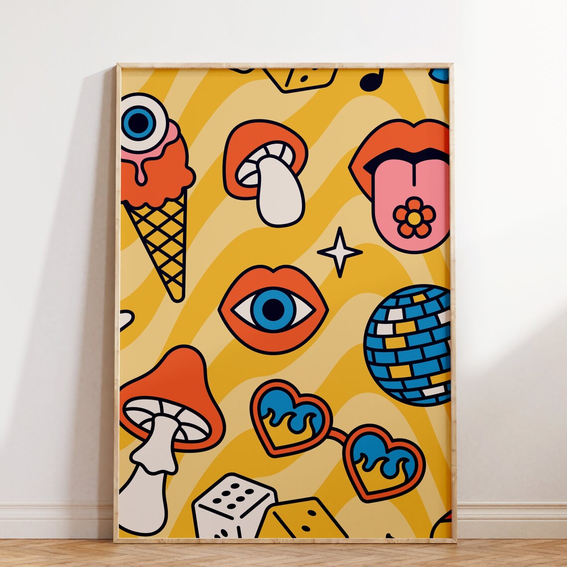 70s Groovy Retro Poster, Hippie Home Decor