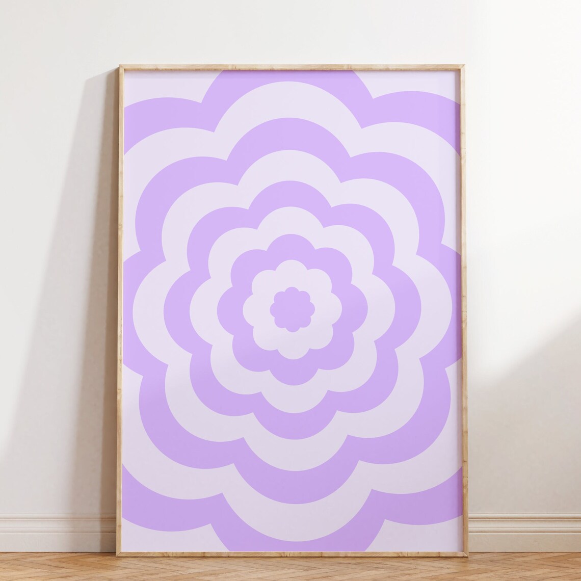 Lavender Purple Scalloped Flower Retro Abstract Minimal Wall Poster