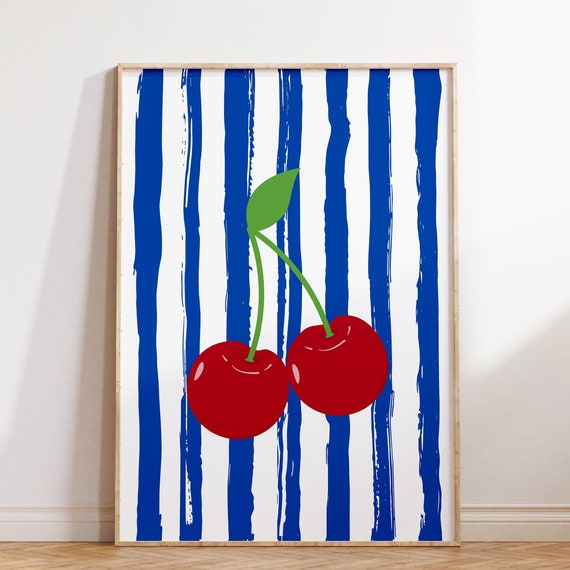 Retro Cherry Wall Art Print Cherie Print Trendy Wall Art Retro Poster Retro Wall Art Preppy Dorm Wall Decor