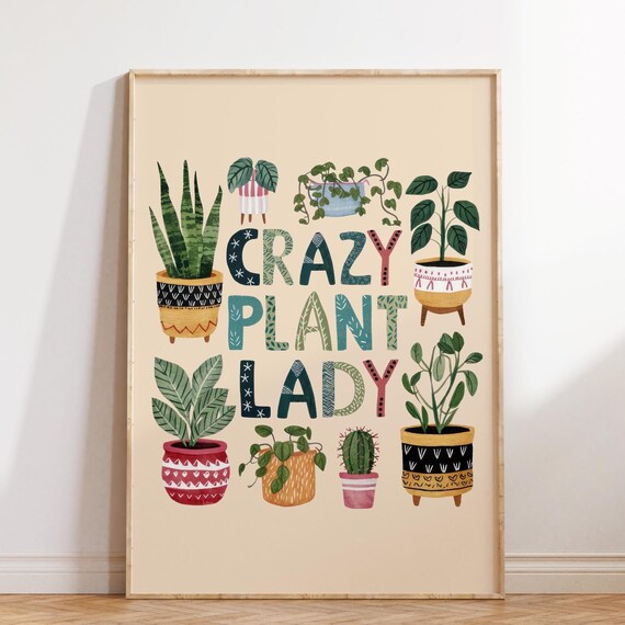 Cute Plant Lady Wall Print Gardening Poster Retro Plant Wall Art Wall Decor Plant Print Botanical Poster Gift For Plant Lovers