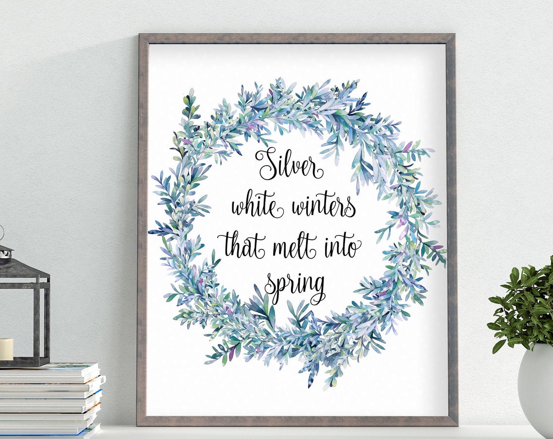 Silver White Winters That Melt Into Spring Frosty Wreath Poster - Image 5