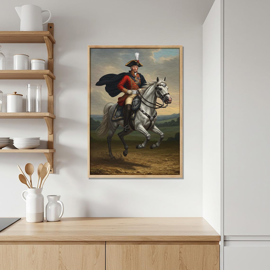 Napoleonic Officer On White Horse Classical Equestrian Poster