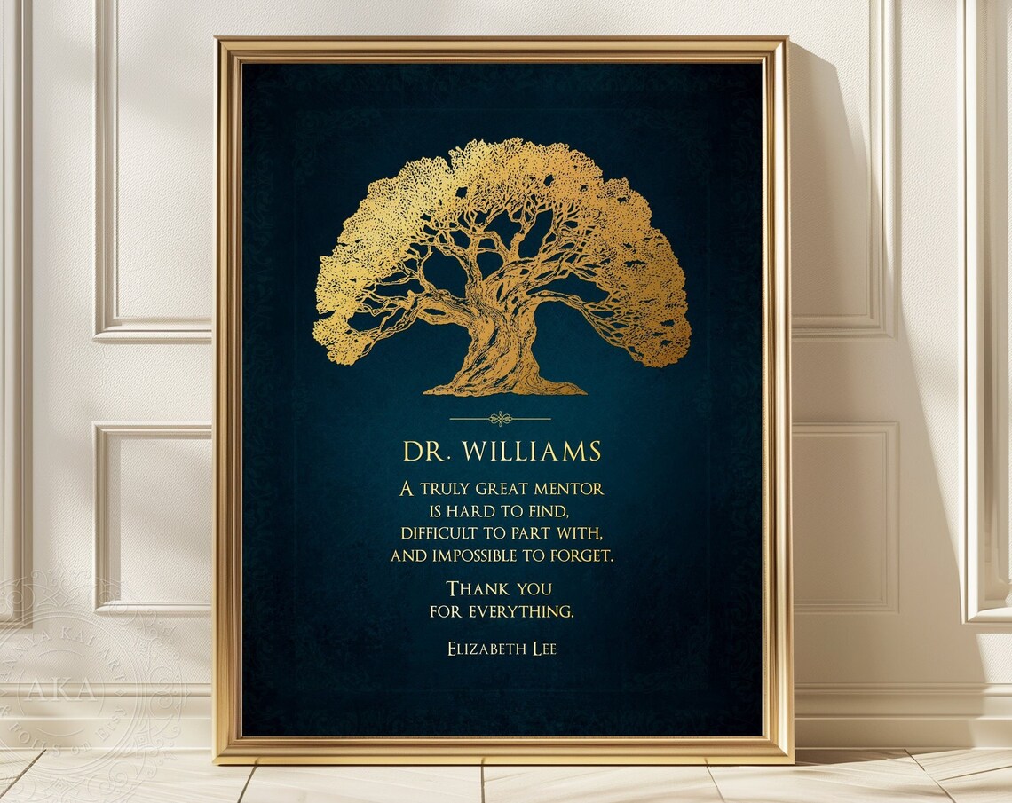 Mentor Appreciation Gold Tree Customizable Thank You Gift Wall Art