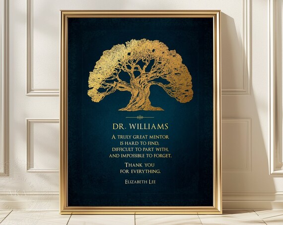 Mentor Appreciation Gold Tree Customizable Thank You Gift Wall Art