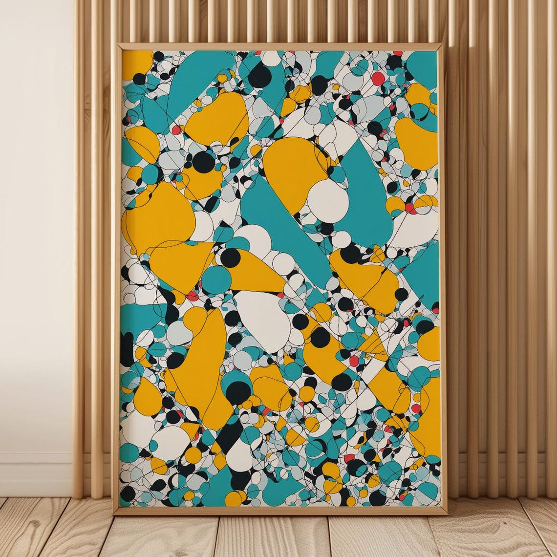 Micron Bloom Teal and Mustard Circle Pattern Abstract Poster