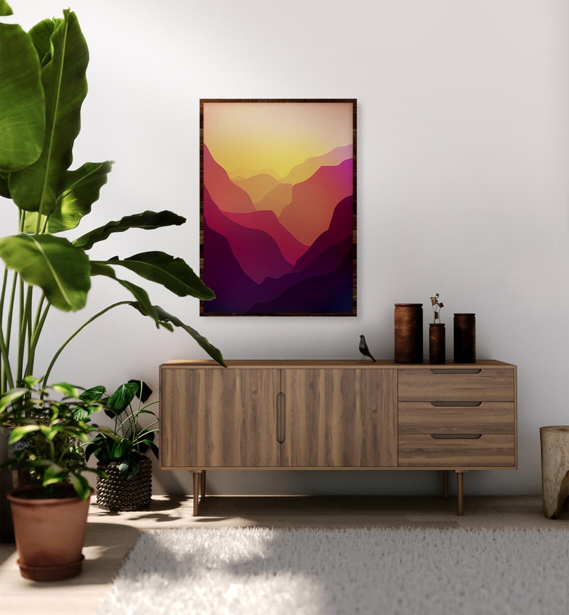 Valley With Mountains Landscape Art Print - Image 4