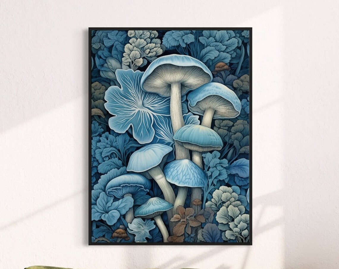 William Morris Inspired Mushroom Botanical Poster