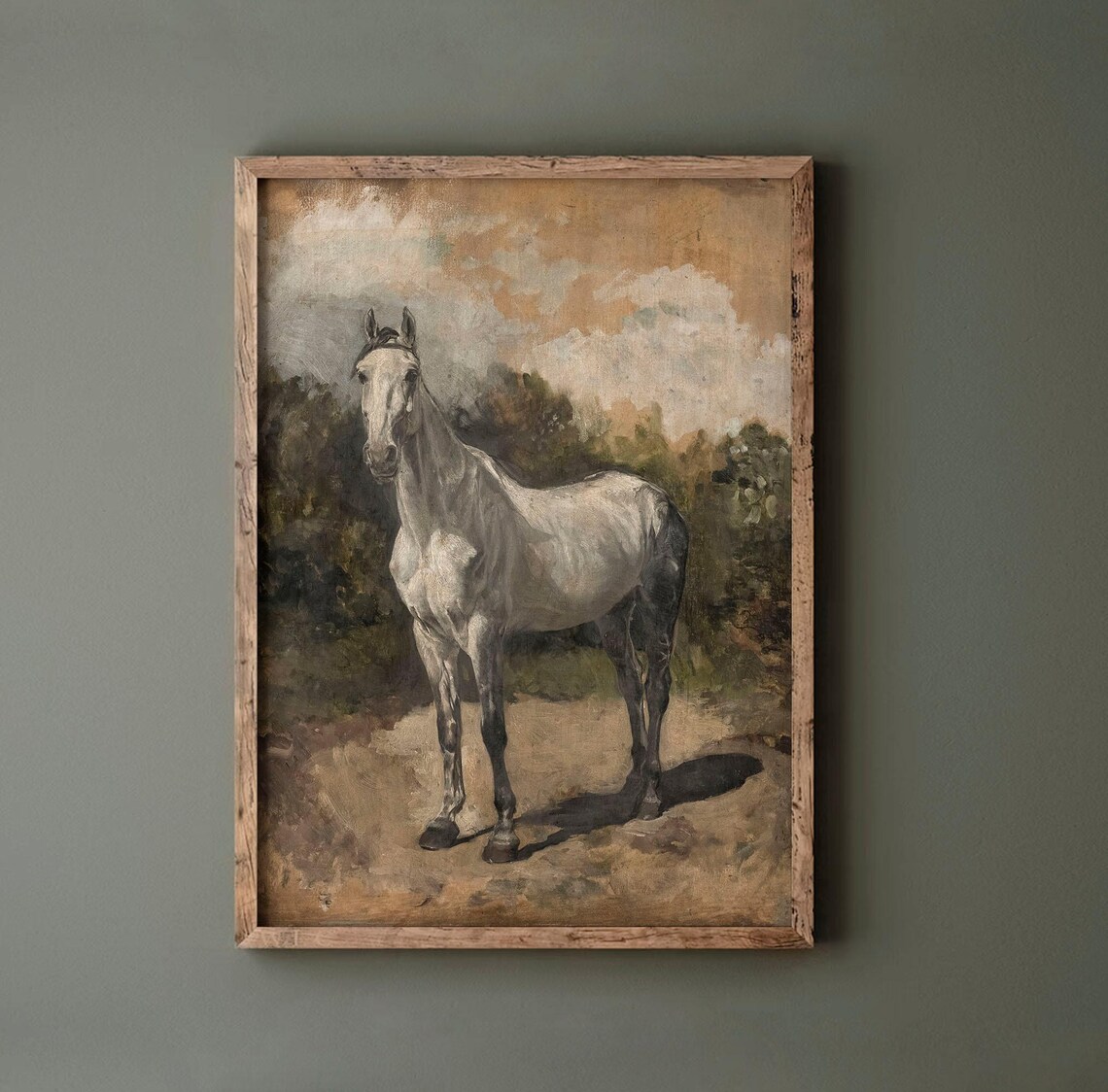 Vintage White Horse Art Print, Farmhouse Equestrian - Image 3
