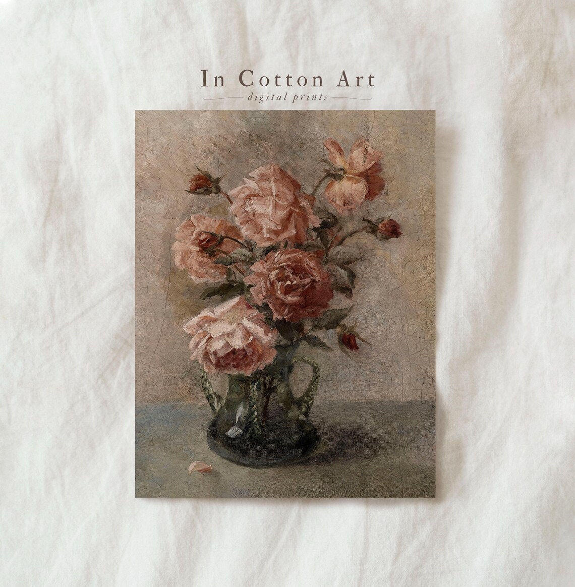 Moody Roses Vintage Still Life, Cottagecore Art Print - Image 2