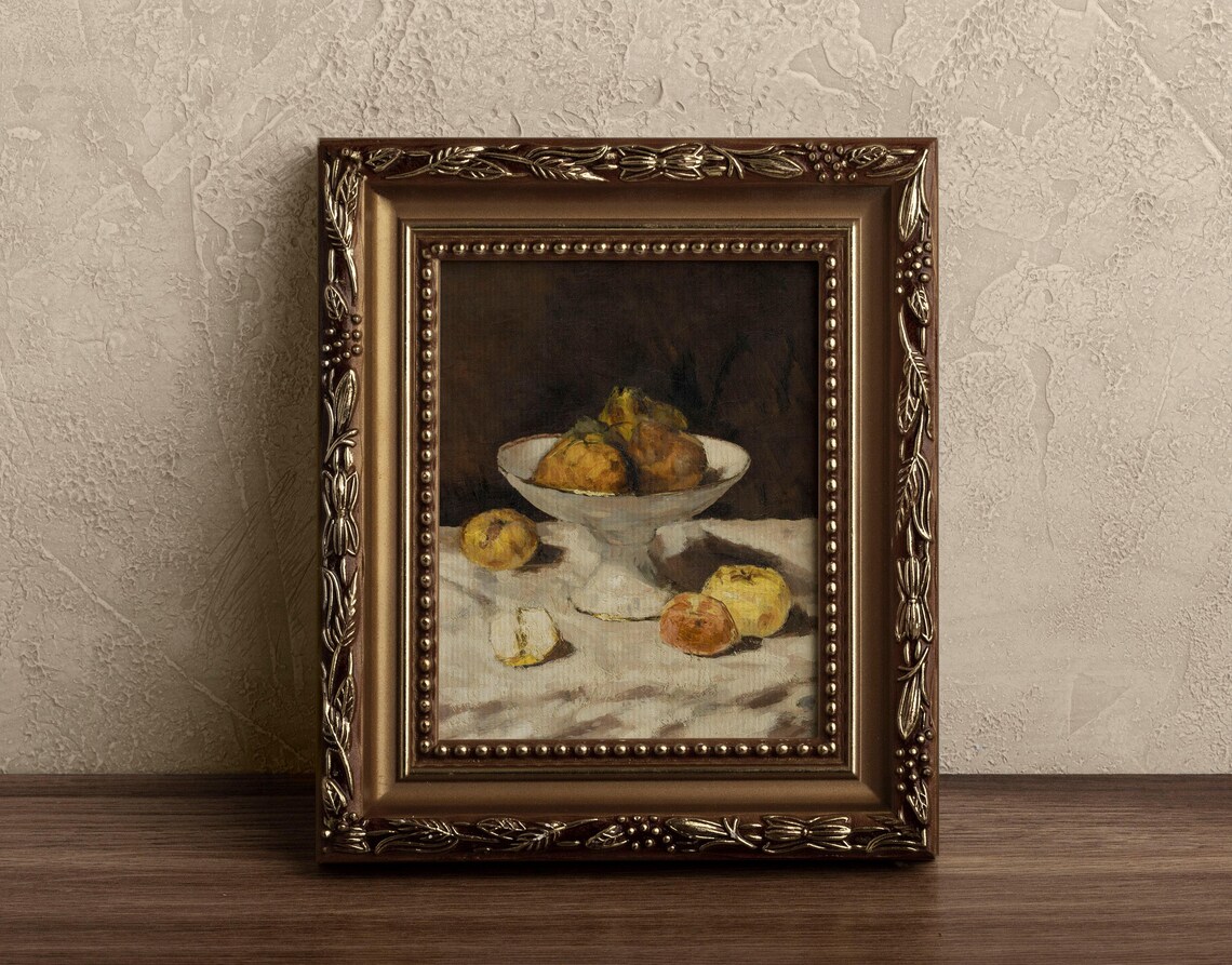 Moody Still Life With Pears and Apples, Art Print - Image 4