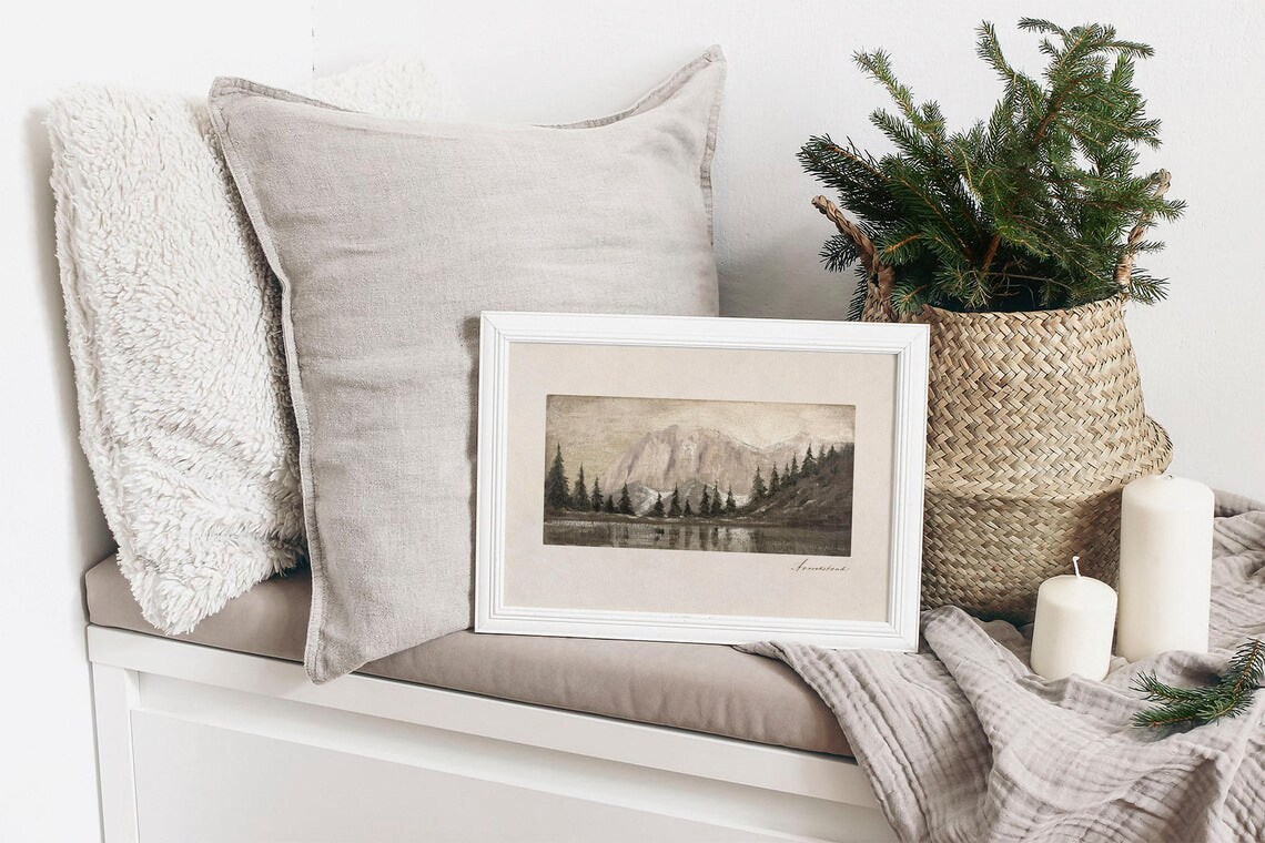 Vintage Holiday Winter Pine Forest Christmas Art Print - Image 2