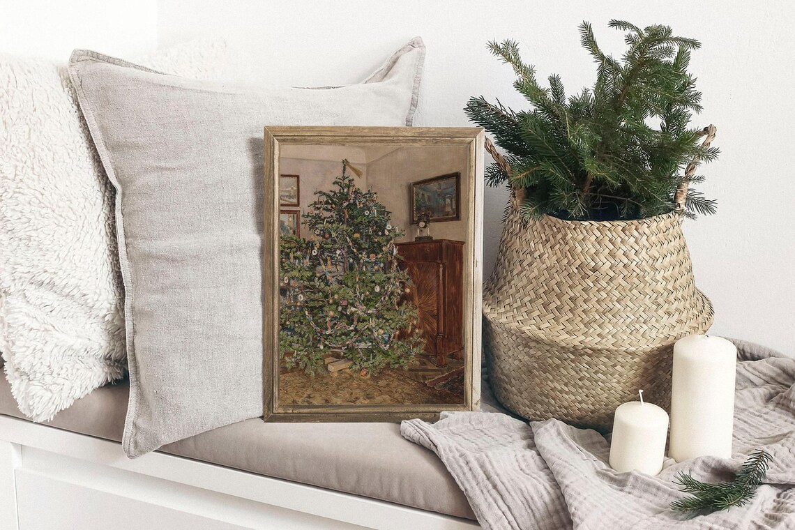 Vintage Country Christmas Tree Art Print, Holiday Decor - Image 2
