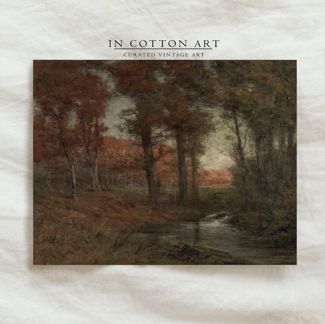 Vintage Country Landscape Art Print, Rustic Autumn Mood