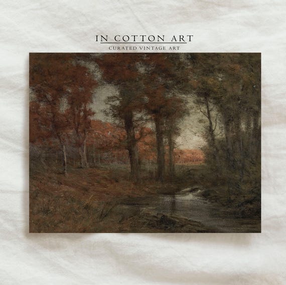 Vintage Country Landscape Art Print, Rustic Autumn Mood