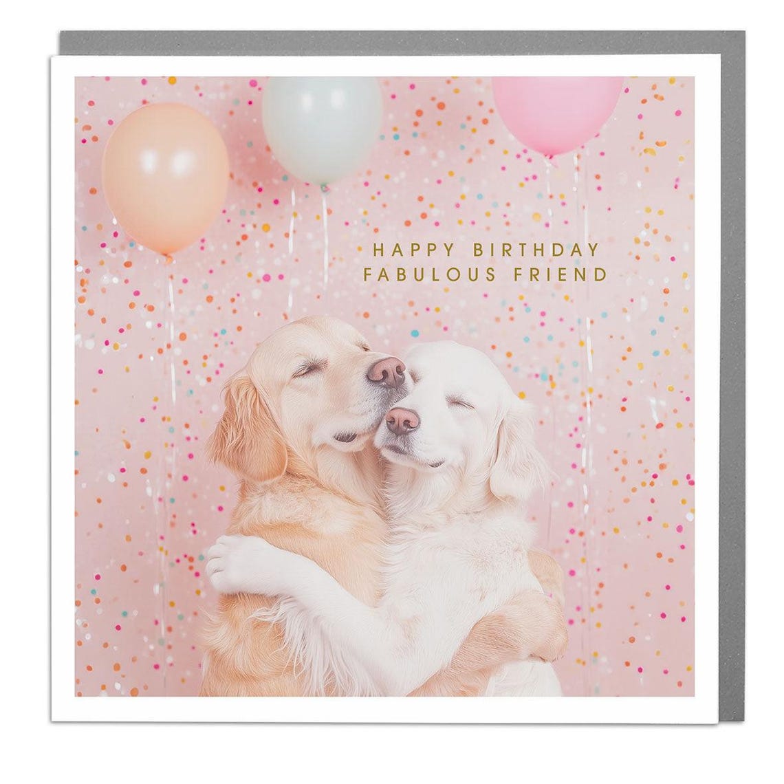 Hugging Dogs Friends Birthday Card