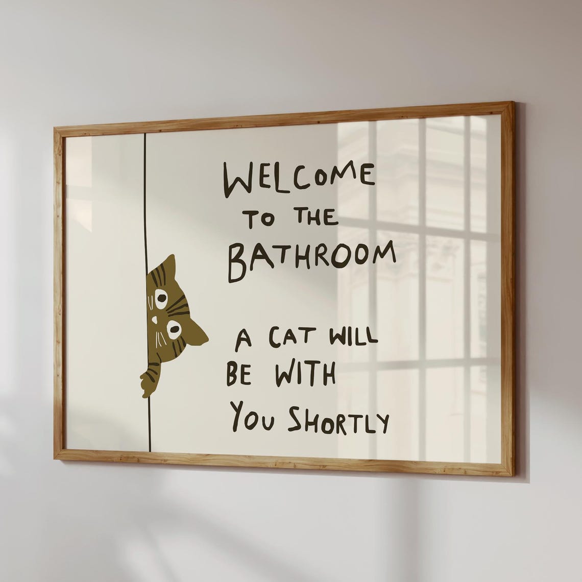 Funny Cat Bathroom Wall Art Welcome To The Print Pet Lover Decor Digital Download Horizontal