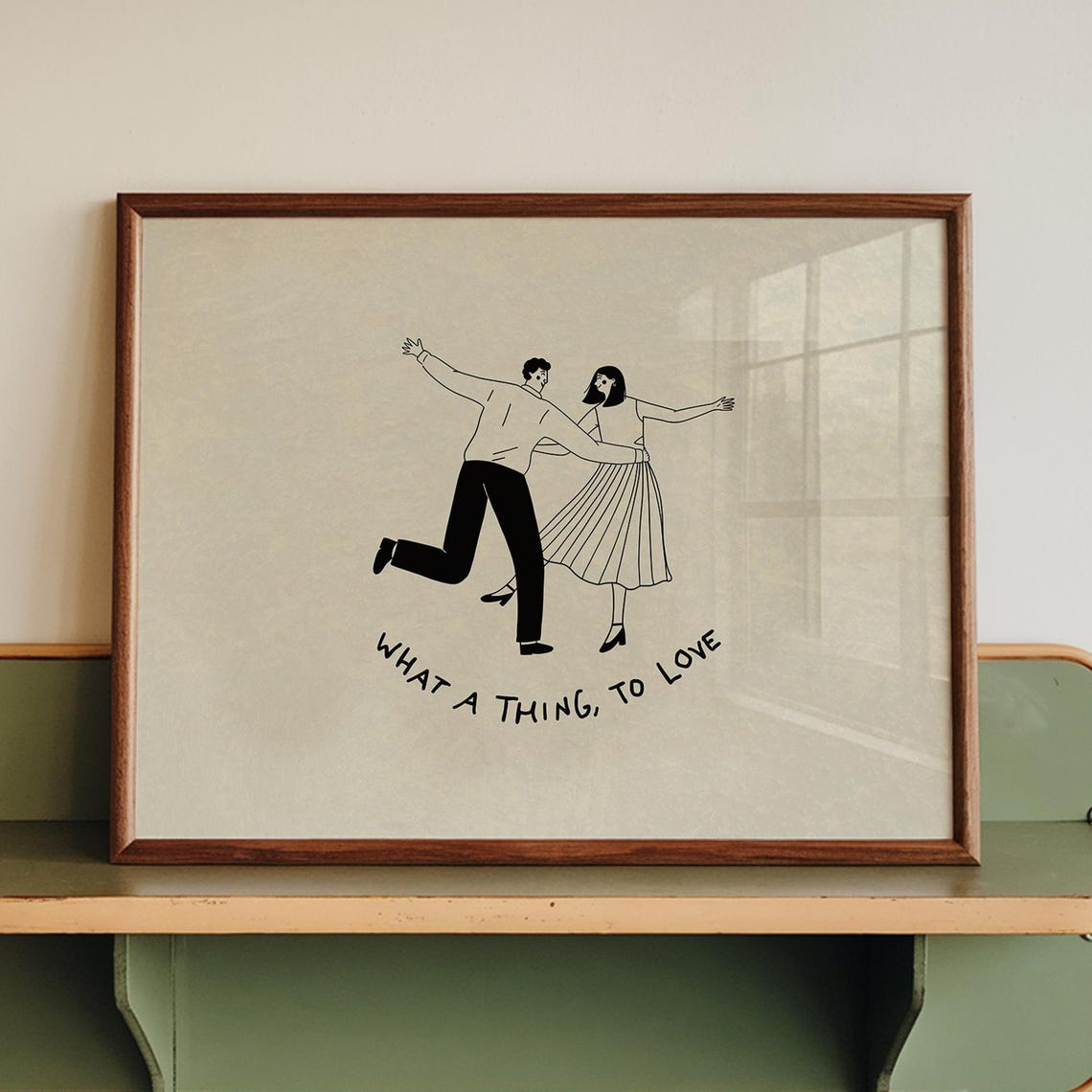 Dancing Couple Line Drawing What A Thing To Love Romantic Poster