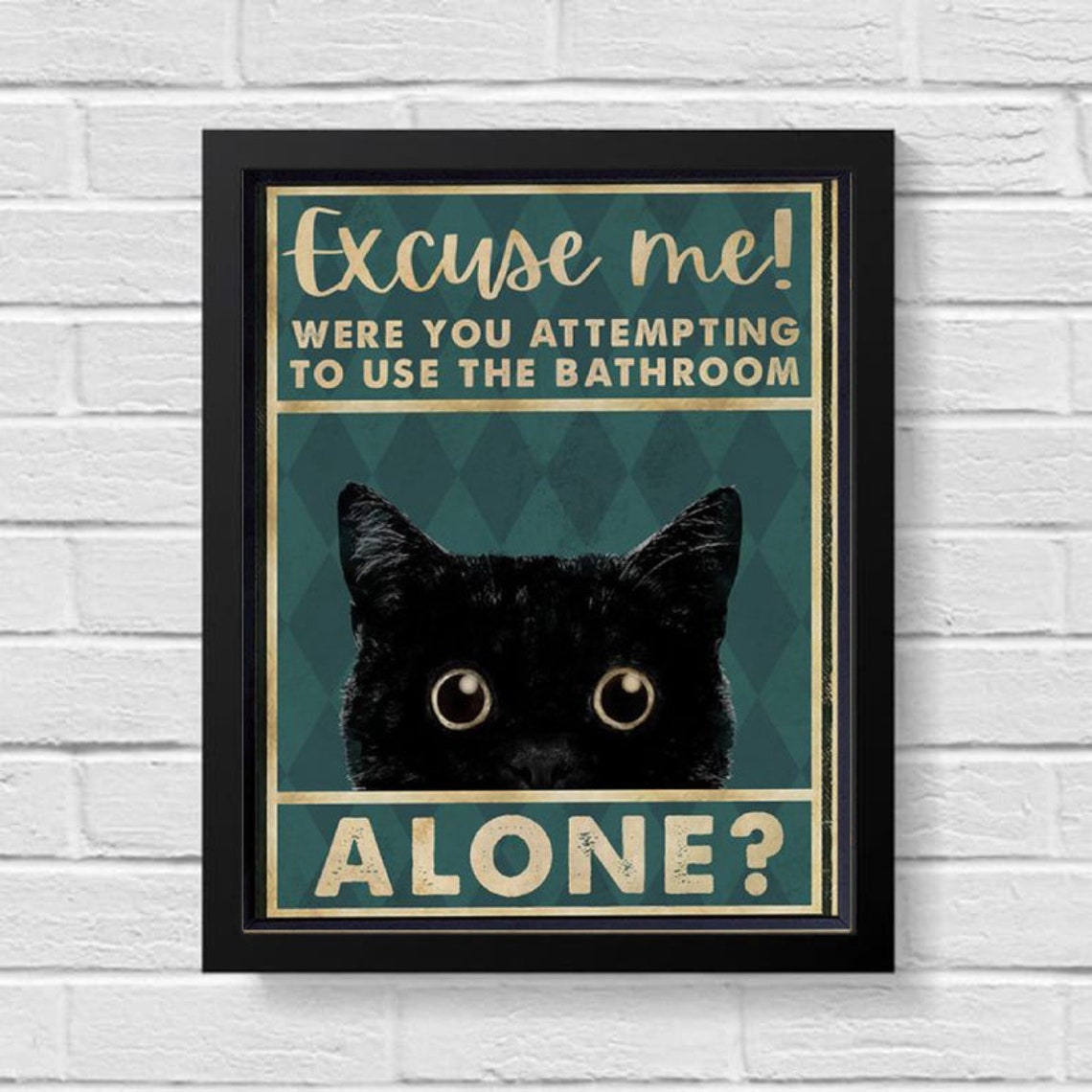 Excuse Me Black Cat Bathroom Decor Wall Art For Bathroom Funny Art Home Decor Funy Wall Art