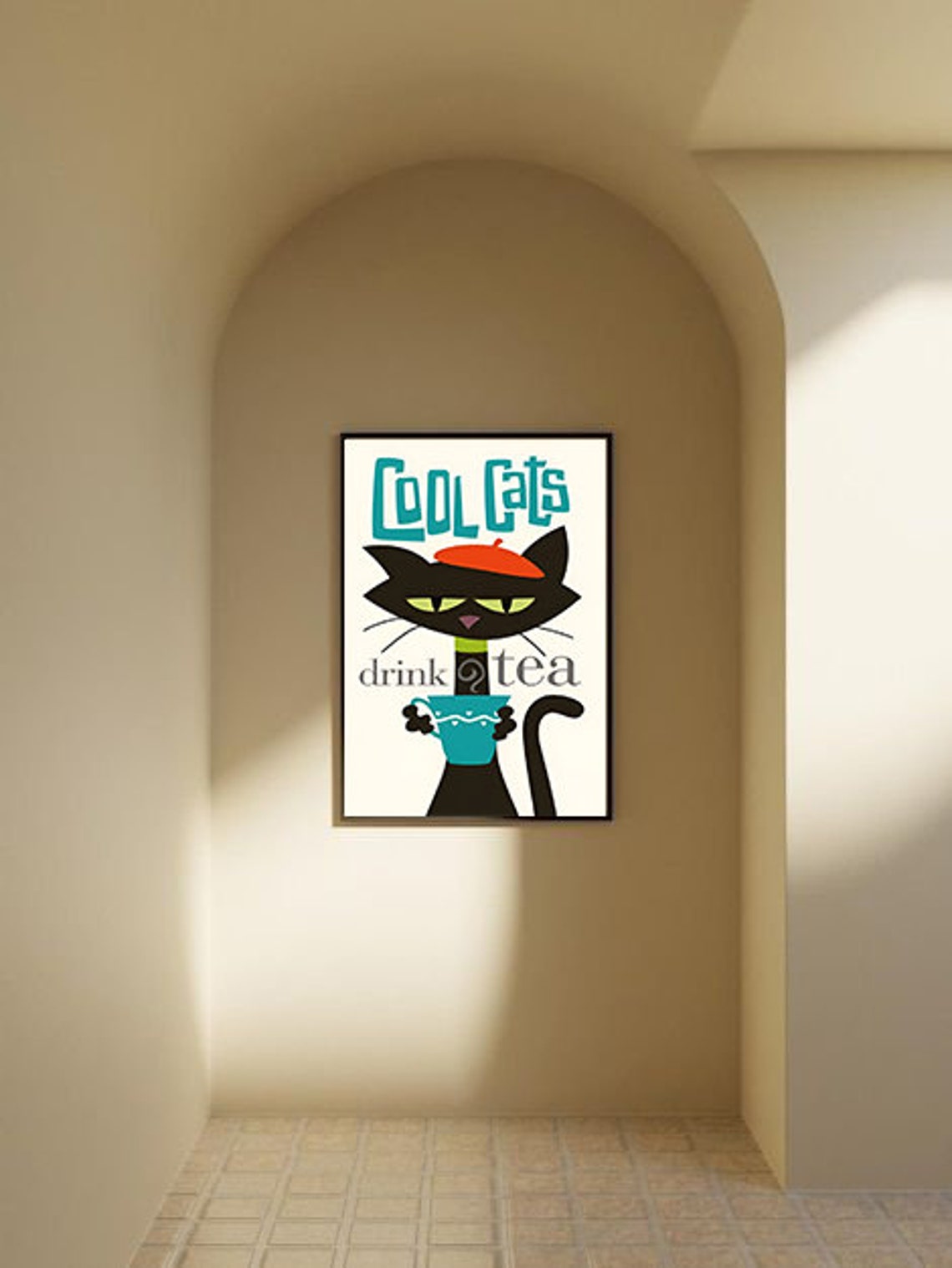 Mid Century Cat Wall Art Preppy Wall Art Funky Wall Art Funny Wall Art Pritable Wall Art Only Digital - Image 4