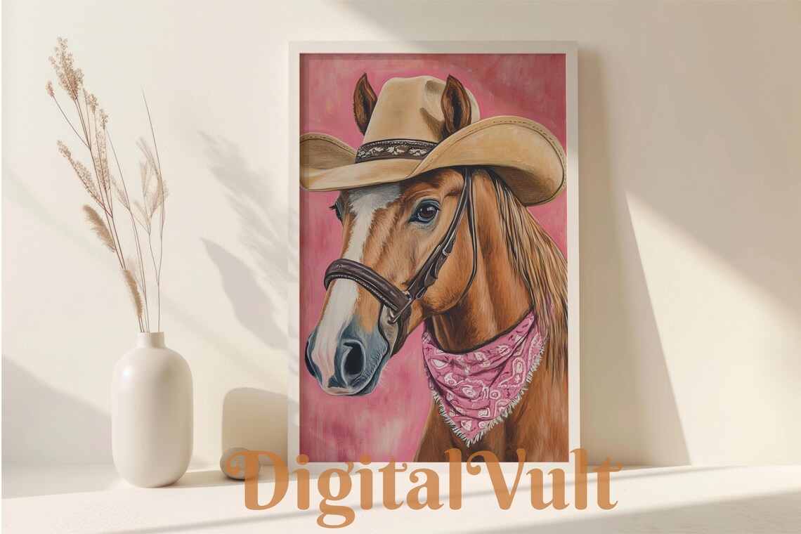 Brown Horse Cowgirl Print, Western Decor
